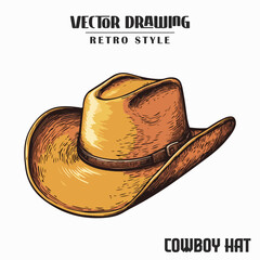 Cowboy Hat Retro Style Stock Vector Illustration, western Hat