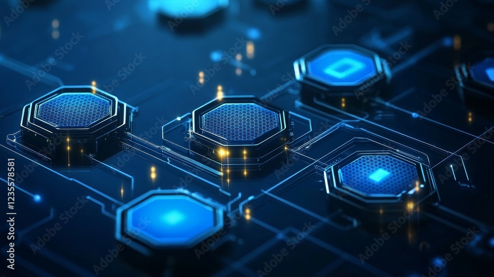 Poster exploring the future of technology digital circuit patterns virtual environment high-tech visuals ab