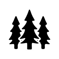 Black and white pine trees silhouette design vector