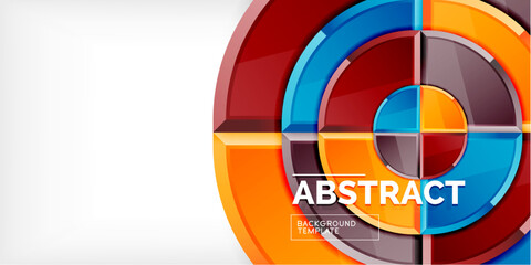 Obraz premium Abstract background - circles and round triangles with 3d effect. Vector Illustration For Wallpaper, Banner, Background, Card, Book Illustration, landing page