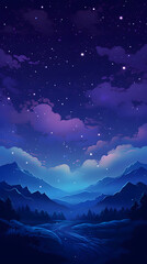 Digital calm night stars and moon abstract art design graphic poster background