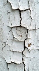 Obraz premium Close-up of Cracked White Paint Texture on Weathered Wall