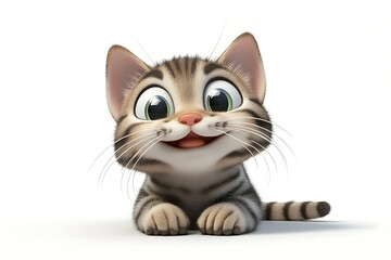 cat on a white background, cat on a blank white background, a cat, paint, beautiful cat, cute cat, adorable cat, white background, Copy Space For Add Text, 3D Rendering, 3D, Vector, AI Generative