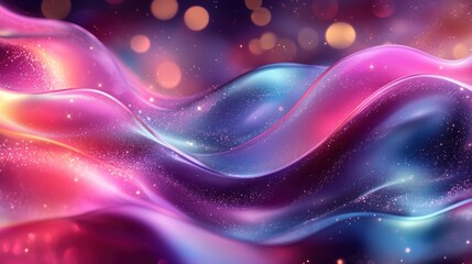 Obraz premium Abstract colorful waves with sparkling bokeh background, ideal for digital art or backdrop