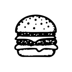 Classic Hamburger Sketch in Black and White Graphic