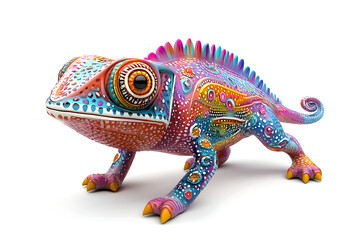 Fototapeta premium chameleon on a white background, chameleon on a blank white background, a chameleon, chameleon, cute chameleon, white background, Copy Space For Add Text 3D Rendering, 3D, Vector, AI Generative