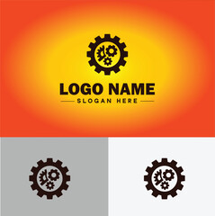 Gear brand icon Equipment label Gear manufacturer Product brand flat logo sign symbol editable vector