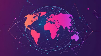 Fototapeta premium logistics network flat design front view global trade animation Split-complementary color scheme. 