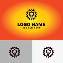 Gear brand icon Equipment label Gear manufacturer Product brand flat logo sign symbol editable vector