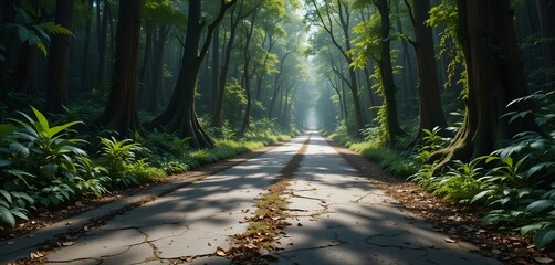 footpath in the forest, Deserted Jungle Road in Daylight