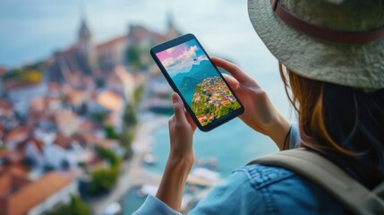 A tech-savvy traveler using mobile apps for seamless navigation and cultural exploration, Digital travel scene, Adventurous style