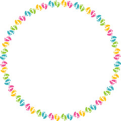 Children's Colorful Footprints. Border, frame.

