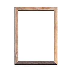 wooden frame with isolated white background. front view of classic wooden frame. for A4 image or text.