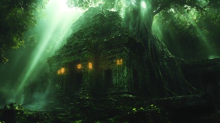 Obraz premium Skull with Tree Growing from Forehead, Graphic Art, Visual Representation of Life Cycle