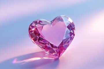Fototapeta premium 3D heart-shaped pink diamond isolated on a pastel background