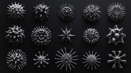Virus on black backgrounds. 