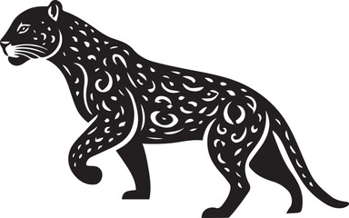 Fototapeta premium Jaguar silhouette black and white vector icon