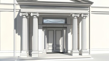 Fototapeta premium Architectural Rendering Classical Columns and Entranceway