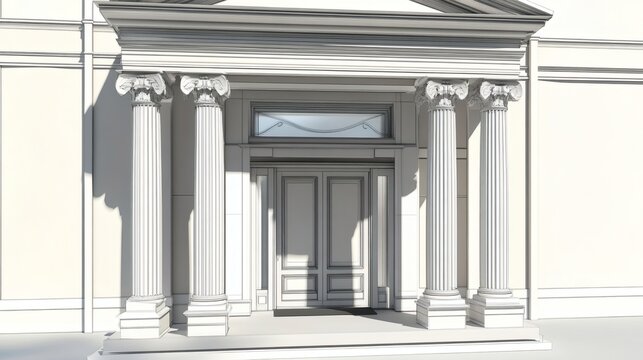Architectural Rendering Classical Columns and Entranceway