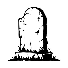 A Broken Tombstone Isolated On White Background