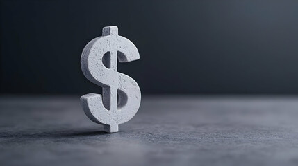 White dollar sign on grey surface, finance concept