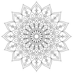 Decorative monochrome ethnic mandala pattern vector design isolated on white