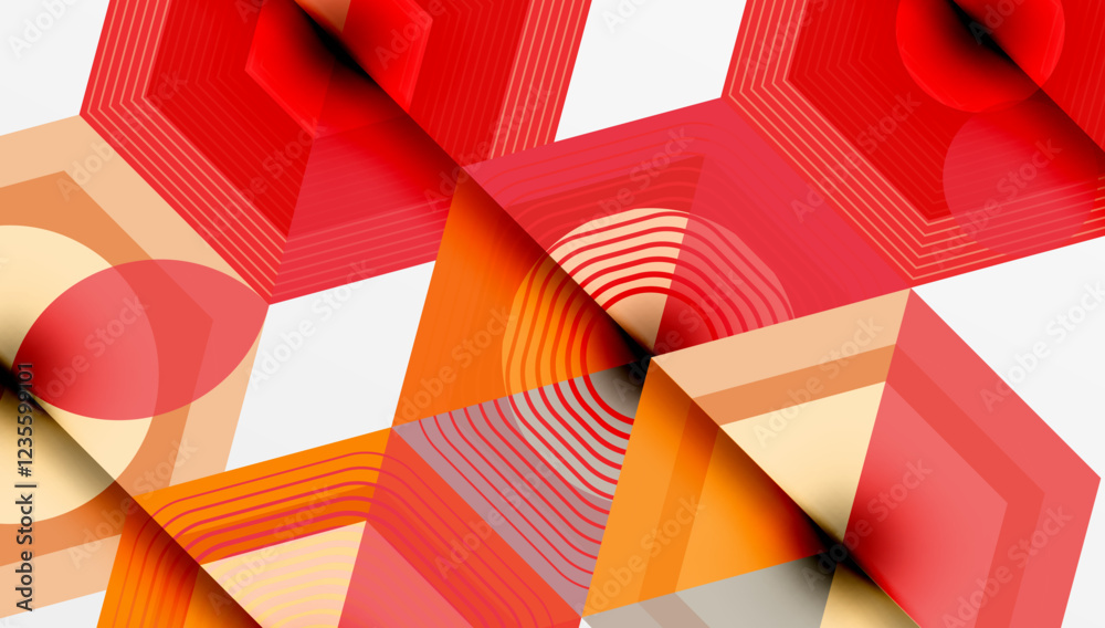 Poster hexagons design geometric abstract background