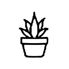 Minimalist cactus desert plants in black silhouette