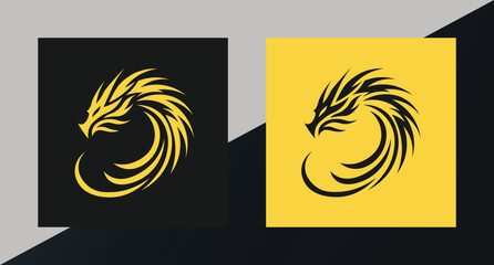 Tribal Dragon Logo in Black and Yellow