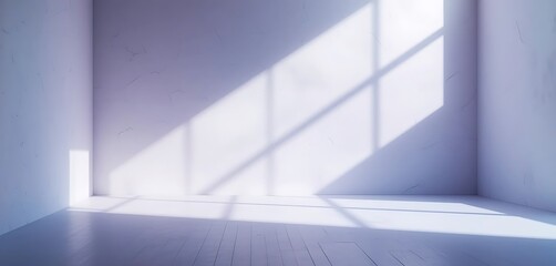 Fototapeta premium Sunlit Empty Room Corner White Walls Floor