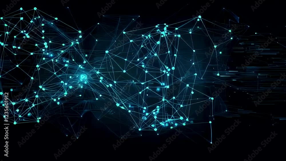 Poster glowing digital network connections abstract technology and data visualization in futuristic design