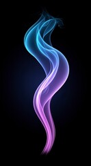Obraz premium Abstract image of a swirling, luminous form. Glowing blue and purple light trails create a dynamic, flowing shape against a black background. The