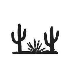 Obraz premium Minimalist cactus desert plants in black silhouette