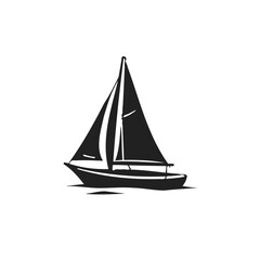 Sailing boat in silhouette on a white background