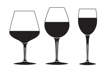 Wine Glass Silhouettes Collection vector