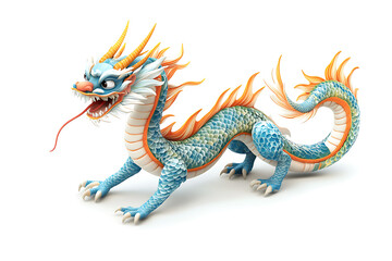 Naklejka premium dragon on a white background, dragon on a blank white background, a dragon, dragon, cute dragon, white background, Copy Space For Add Text 3D Rendering, 3D, Vector, AI Generative