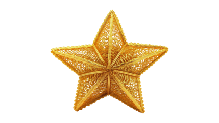 Golden Star decoration with transparent PNG background
