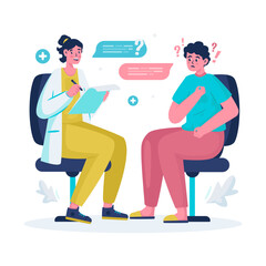 Medical health check with doctor consultation vector illustration