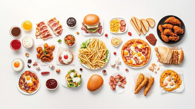Assorted Unhealthy Foods Flatlay