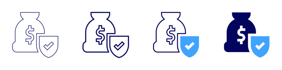 Money analysis icon in 4 different styles. Thin Line, Line, Bold, and Bold Line. Duotone style. Editable stroke