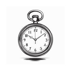 Pocket Watch Vector Art, Icons, and Graphics isolated on white background.