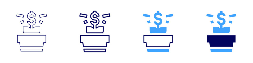 Money answers icon in 4 different styles. Thin Line, Line, Bold, and Bold Line. Duotone style. Editable stroke