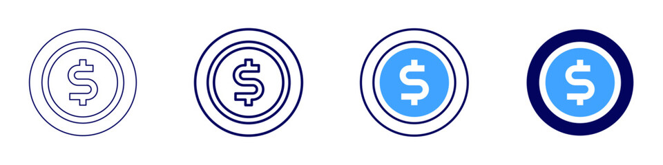 Money behaviors icon in 4 different styles. Thin Line, Line, Bold, and Bold Line. Duotone style. Editable stroke