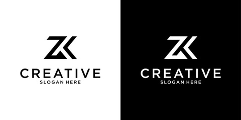 ZK or KZ initial letter logo design monogram