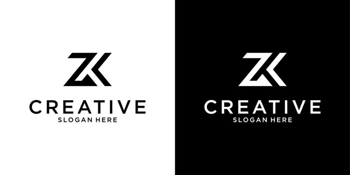 ZK or KZ initial letter logo design monogram