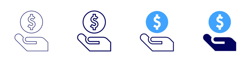 Money development icon in 4 different styles. Thin Line, Line, Bold, and Bold Line. Duotone style. Editable stroke