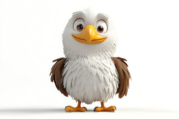 Obraz premium eagle on a white background, eagle on a blank white background, a eagle, eagle, cute eagle, white background, Copy Space For Add Text 3D Rendering, 3D, Vector, AI Generative
