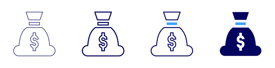 Money insights icon in 4 different styles. Thin Line, Line, Bold, and Bold Line. Duotone style. Editable stroke