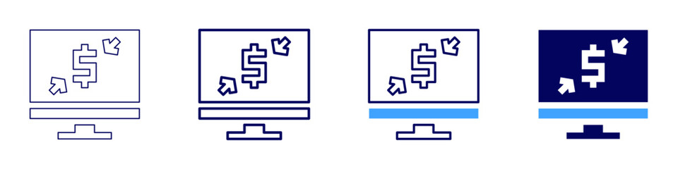 Obraz premium Money markets icon in 4 different styles. Thin Line, Line, Bold, and Bold Line. Duotone style. Editable stroke