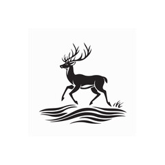 Deer Running Logo Design Vector and Vector Art On white background.